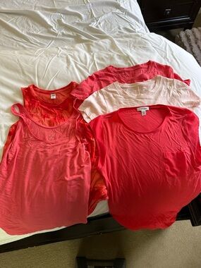J. Crew Women's Short Sleeve & Tank Tee Lot in Red, Coral, Pink, Cream